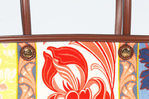 ETRO MULTICOLOURED COFFA LARGE CANVAS AND LEATHER TOTE BAG