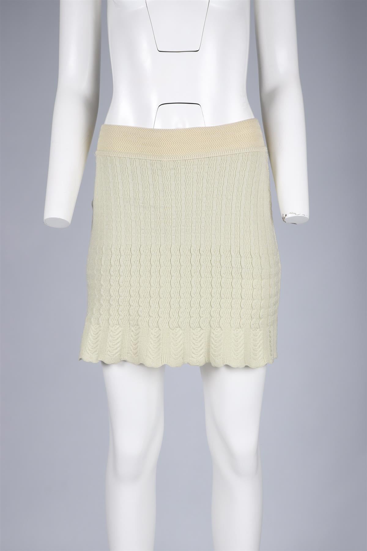 AZZEDINE ALAÏA GREEN 1990 WOOL BLEND MINI SKIRT XSMALL
