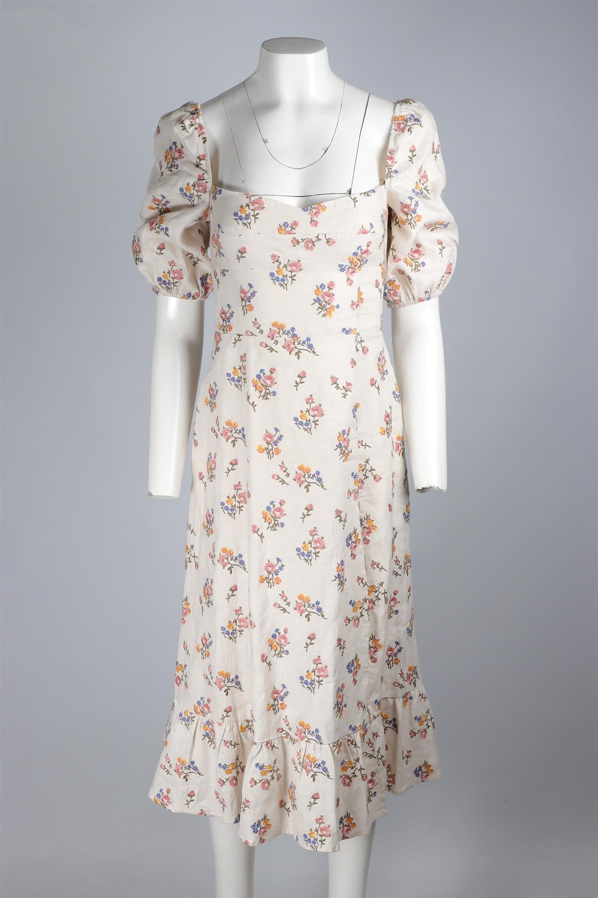REFORMATION MULTI LINEN MIDI DRESS US 4 UK 8