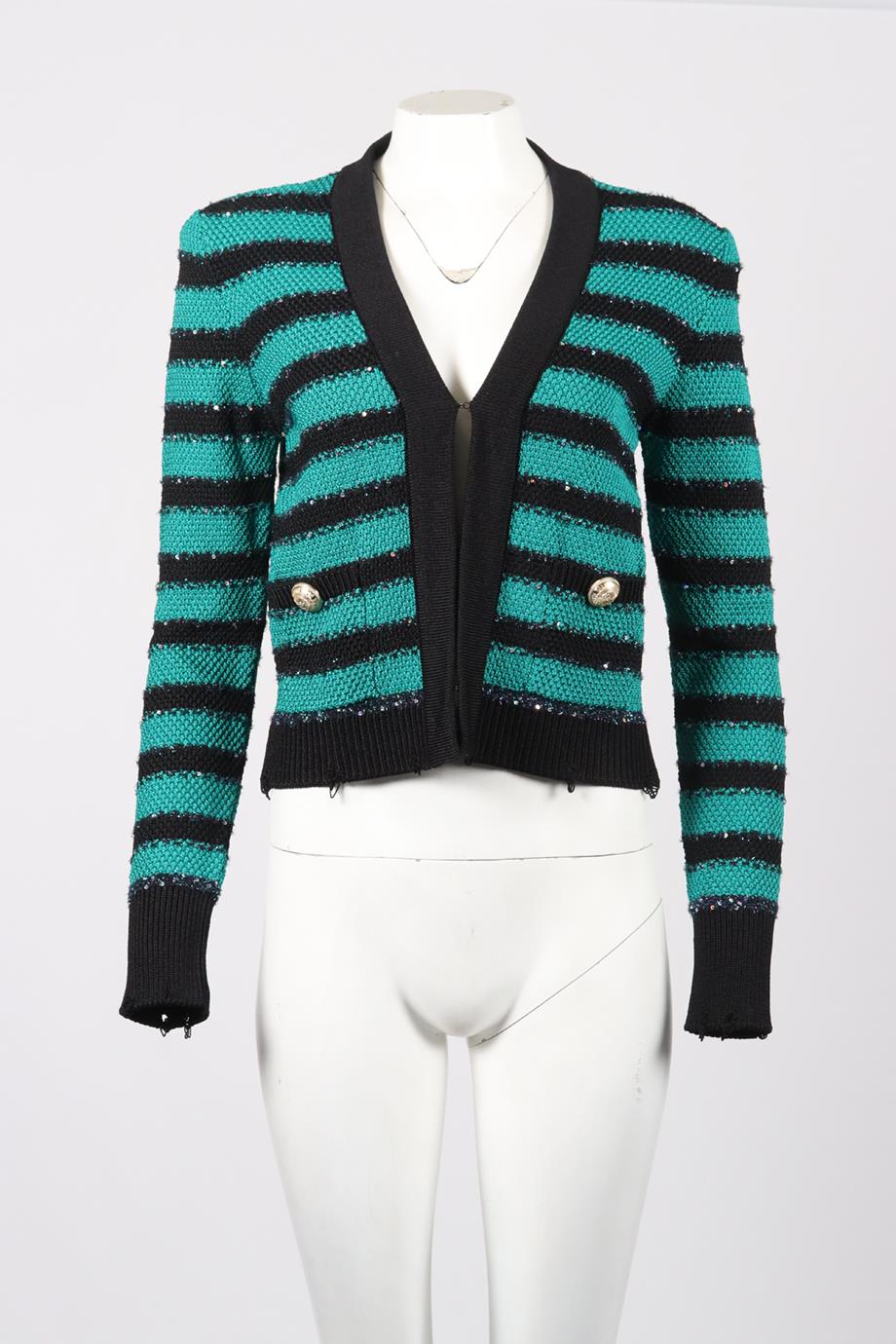 BALMAIN STRIPED KNIT JACKET FR 36 UK 8