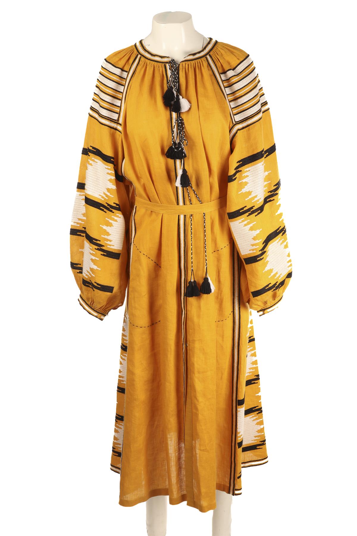 VITA KIN YELLOW LINEN MAXI DRESS SMALL