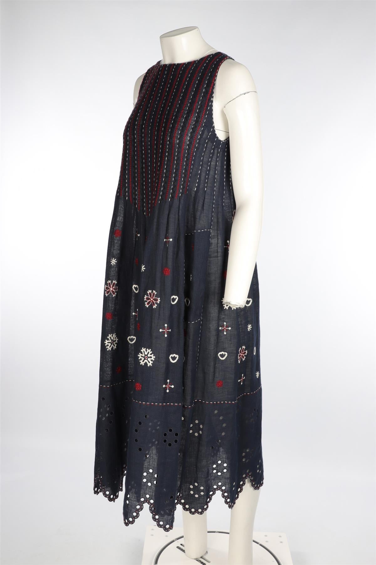 VITA KIN NAVY LINEN MAXI DRESS XSMALL