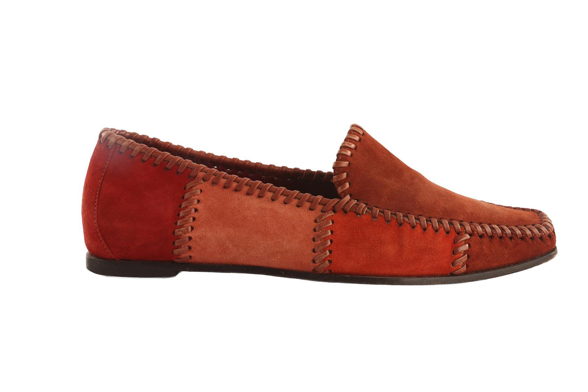 SALVATORE FERRAGAMO RED VINTAGE SUEDE LOAFERS