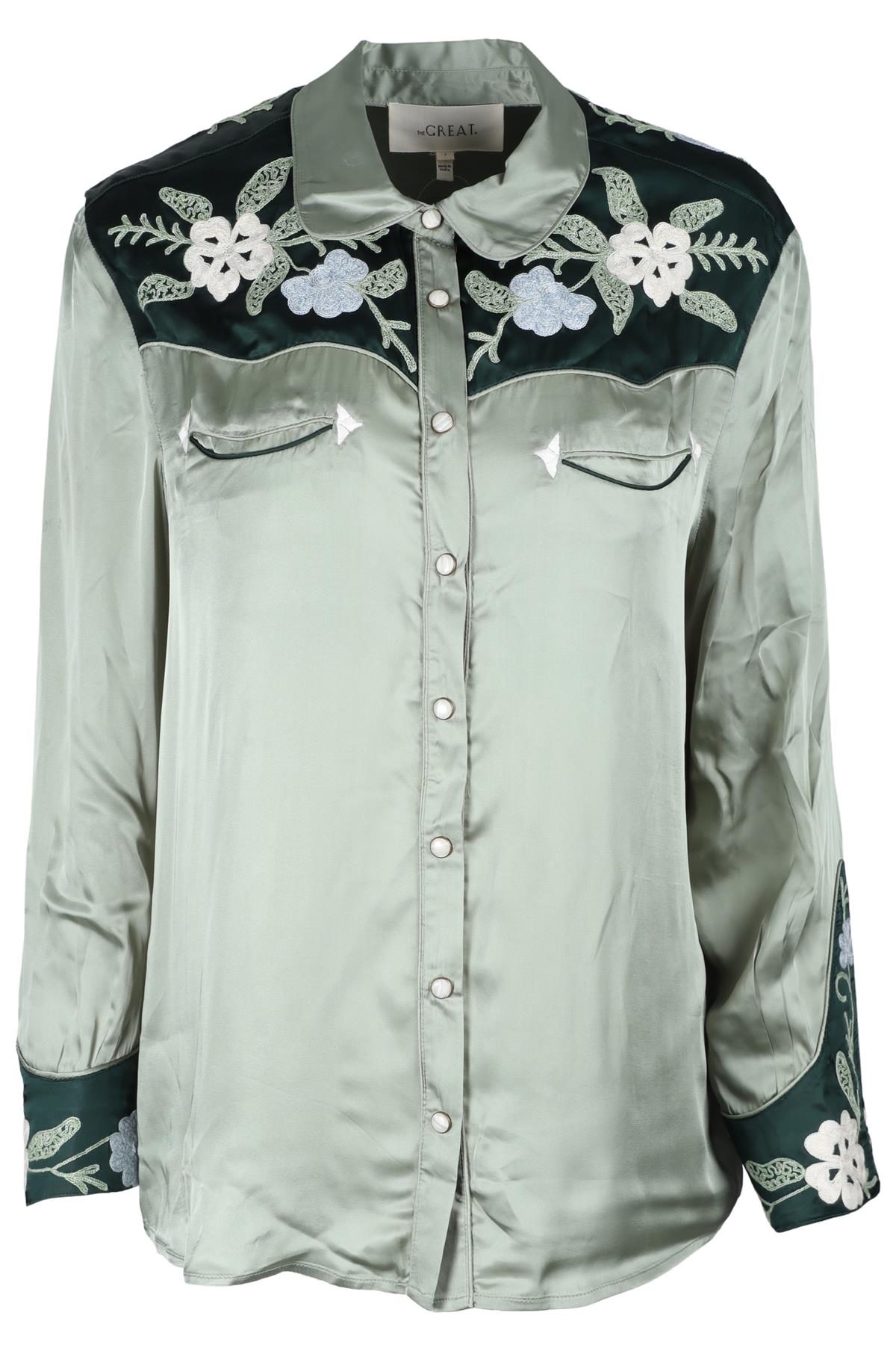 THE GREAT GREEN SATIN SHIRT UK 8
