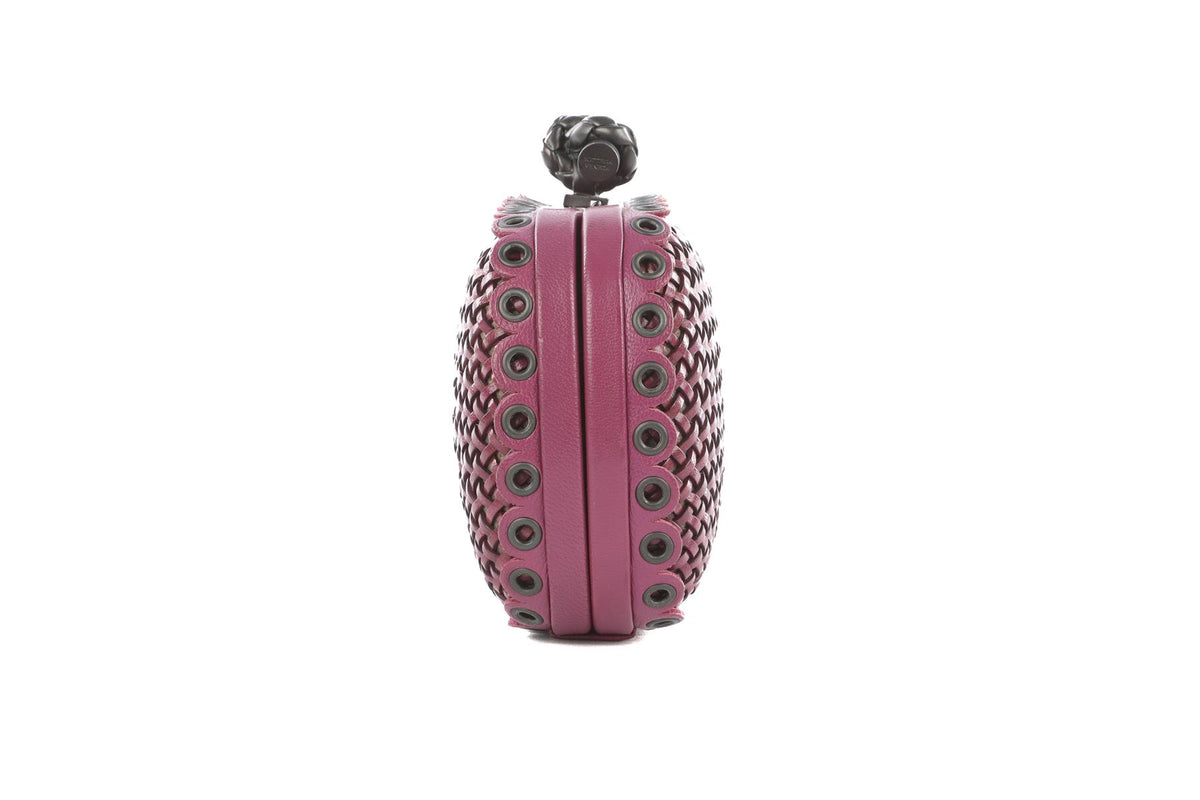 BOTTEGA VENETA PINK KNOT LEATHER CLUTCH