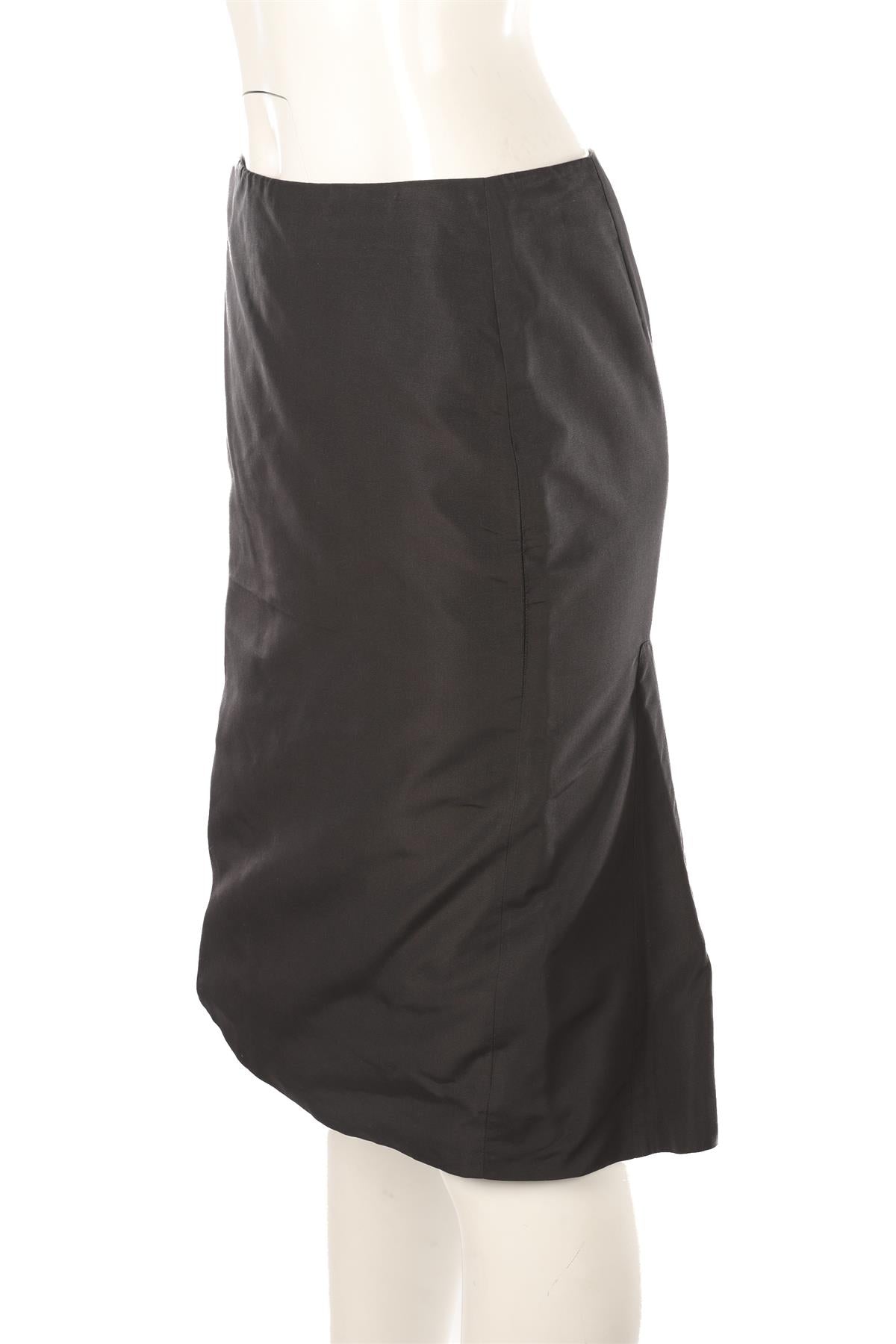 ALEXANDER MCQUEEN BLACK 2004 SILK MIDI SKIRT IT 40 UK 8