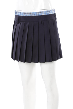 MIU MIU NAVY WOOL MINI SKIRT IT 40 UK 8
