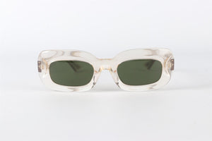 OLIVER PEOPLES + KHAITE NEUTRALS RECTANGLE FRAME ACETATE SUNGLASSES