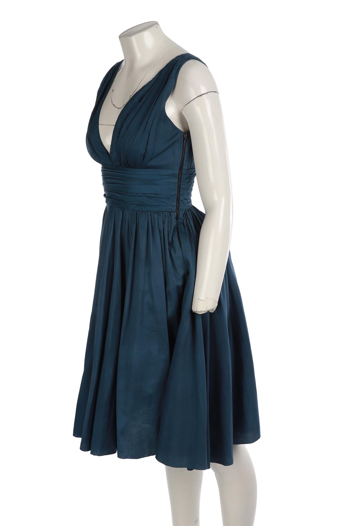 PRADA BLUE COTTON MIDI DRESS IT 40 UK 8