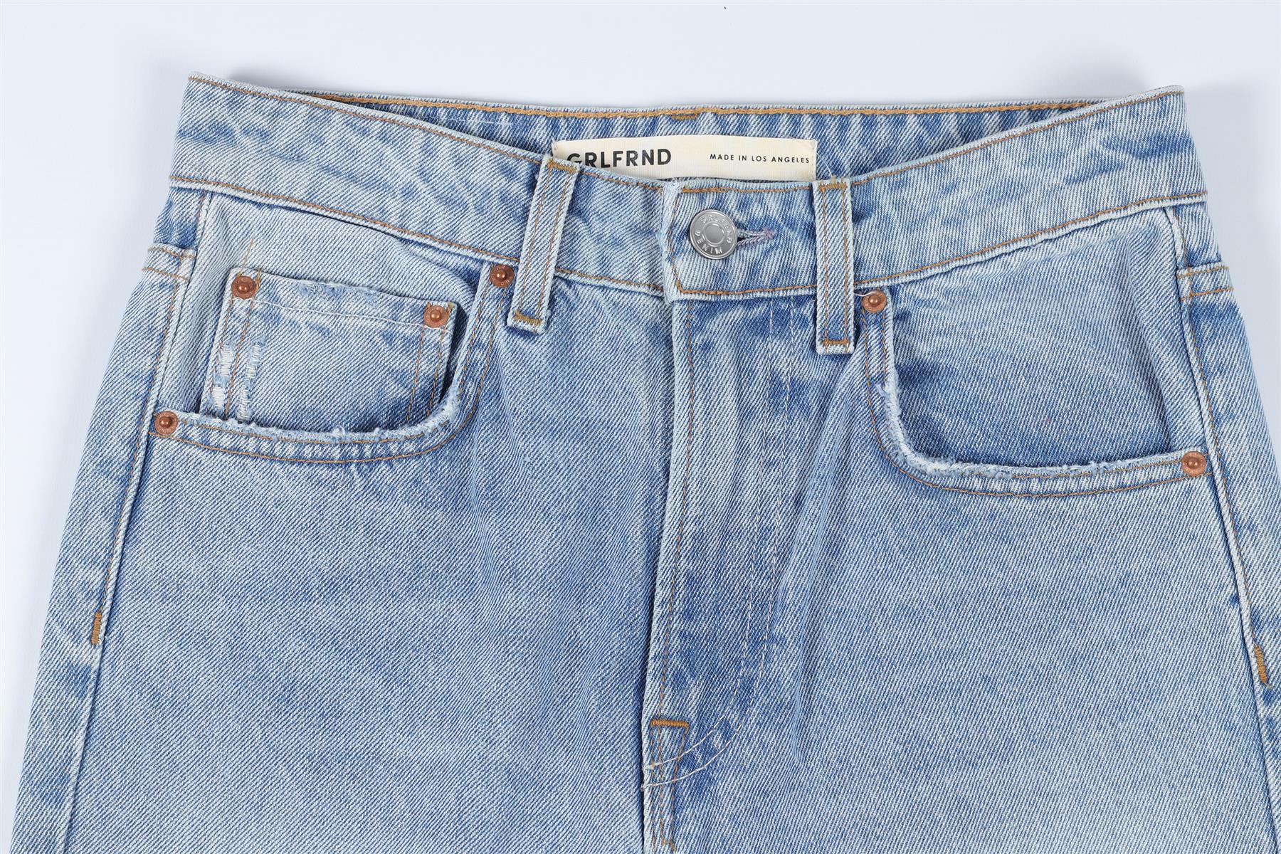 GRLFRND BLUE HIGH RISE STRAIGHT LEG JEANS W24 UK 6