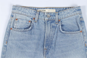 GRLFRND BLUE HIGH RISE STRAIGHT LEG JEANS W24 UK 6