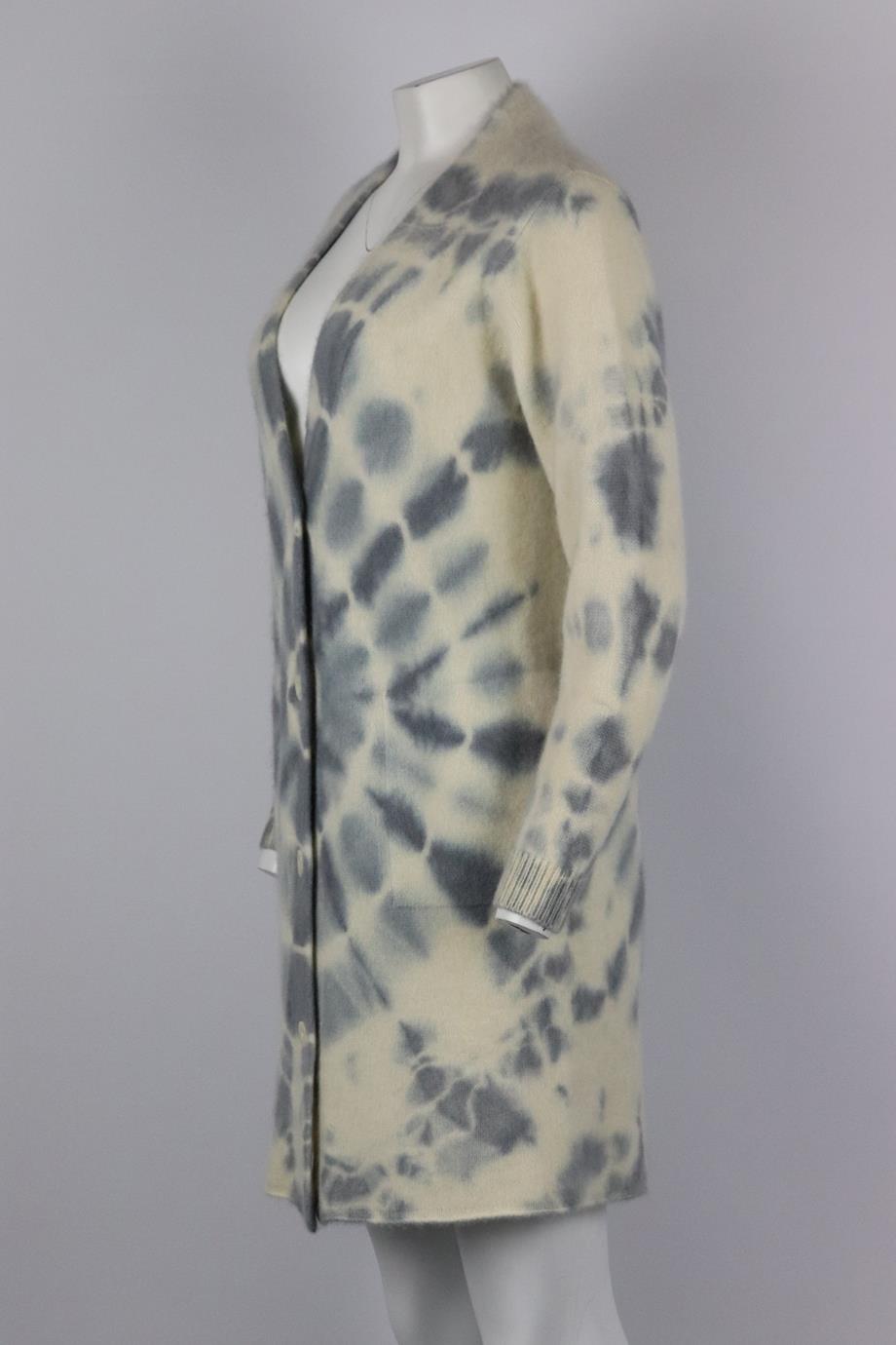 THE ELDER STATESMAN OVERSIZED TIE DYED CASHMERE CARDIGAN XSMALL