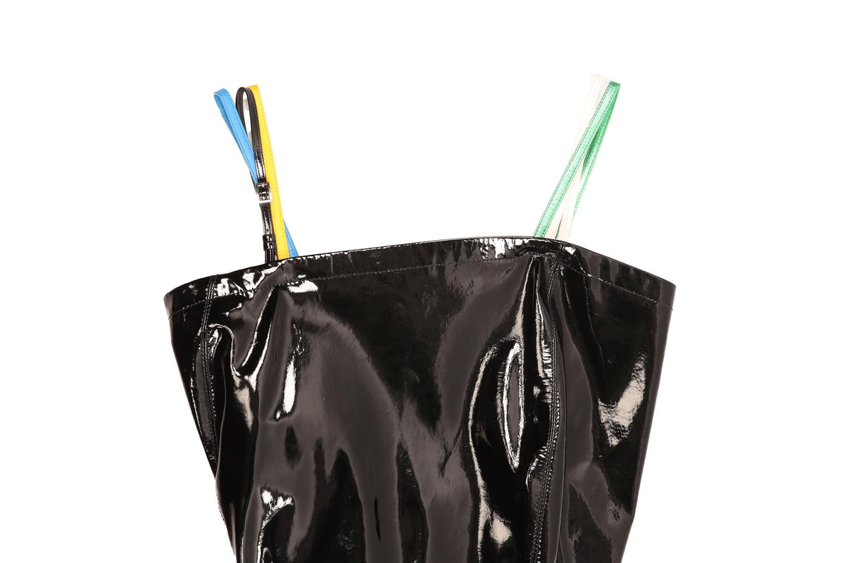 JW ANDERSON BLACK PATENT LEATHER MIDI DRESS UK 8