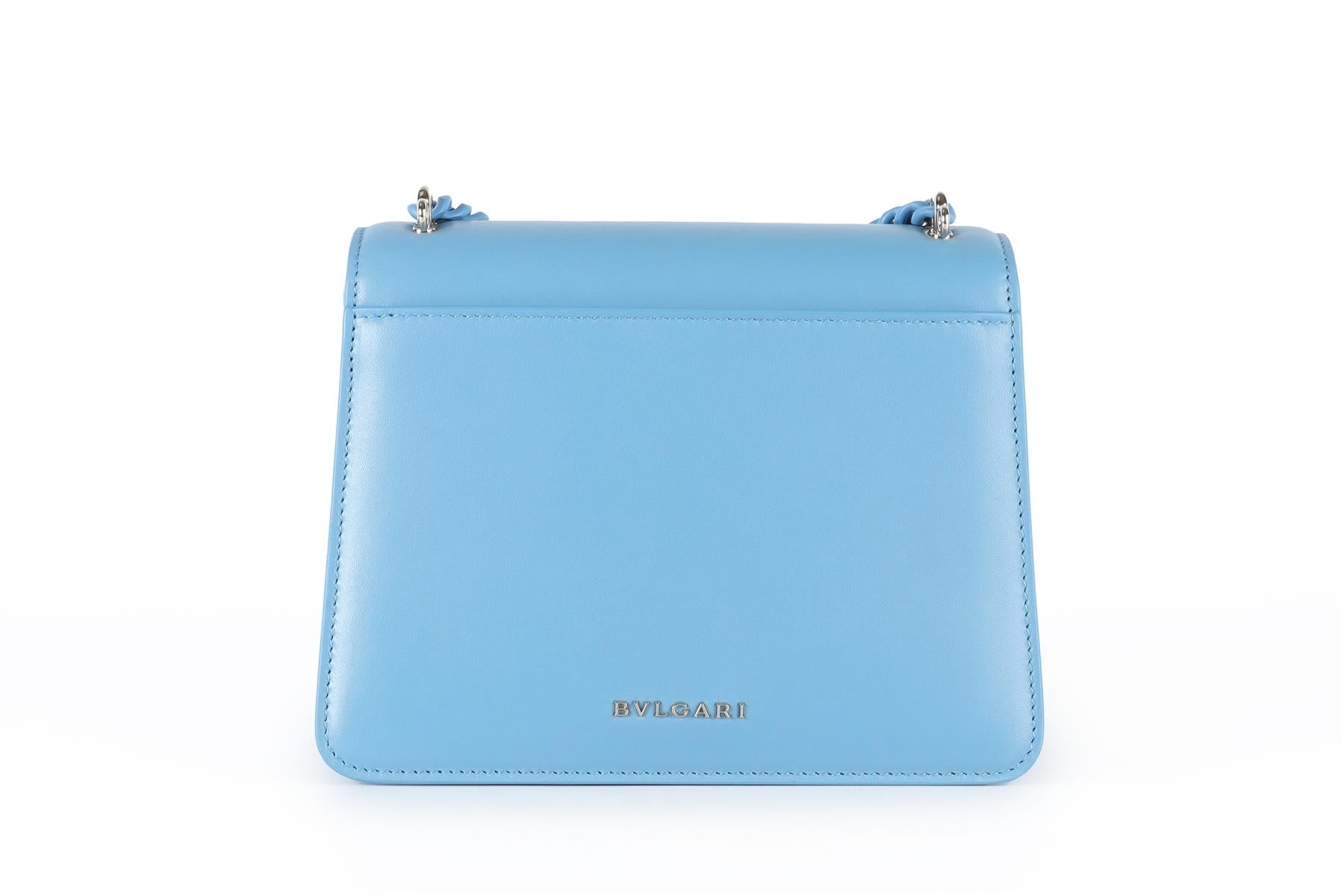 BVLGARI BLUE SERPENTI FOREVER MAXI CHAIN SMALL LEATHER TOTE BAG