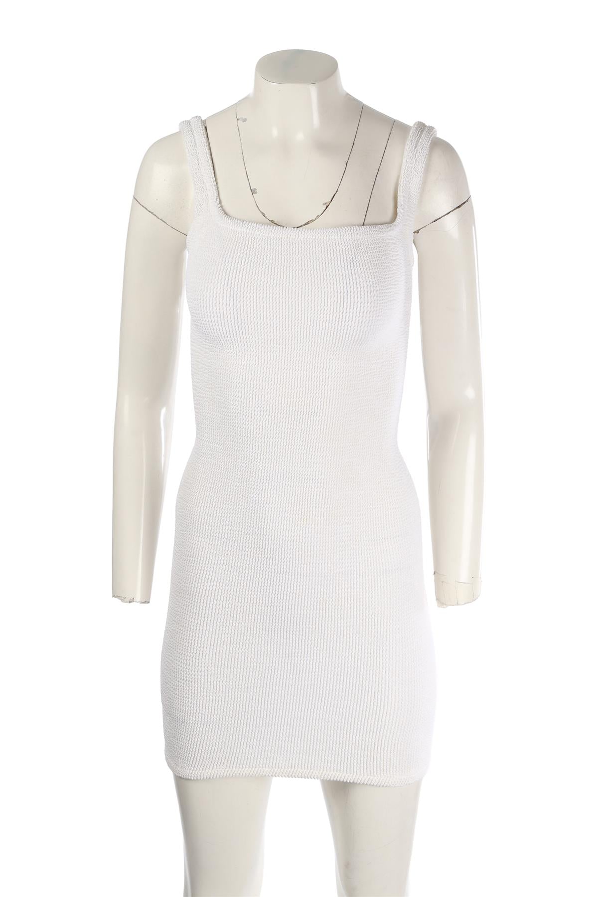 HUNZA G WHITE KNIT MINI DRESS XSMALL