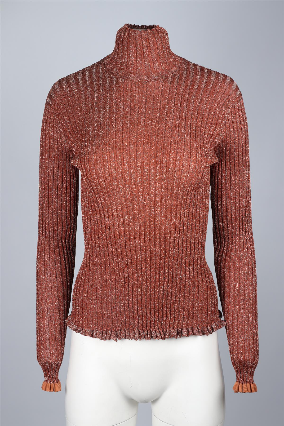 CHLOÉ BROWN SILK TOP MEDIUM