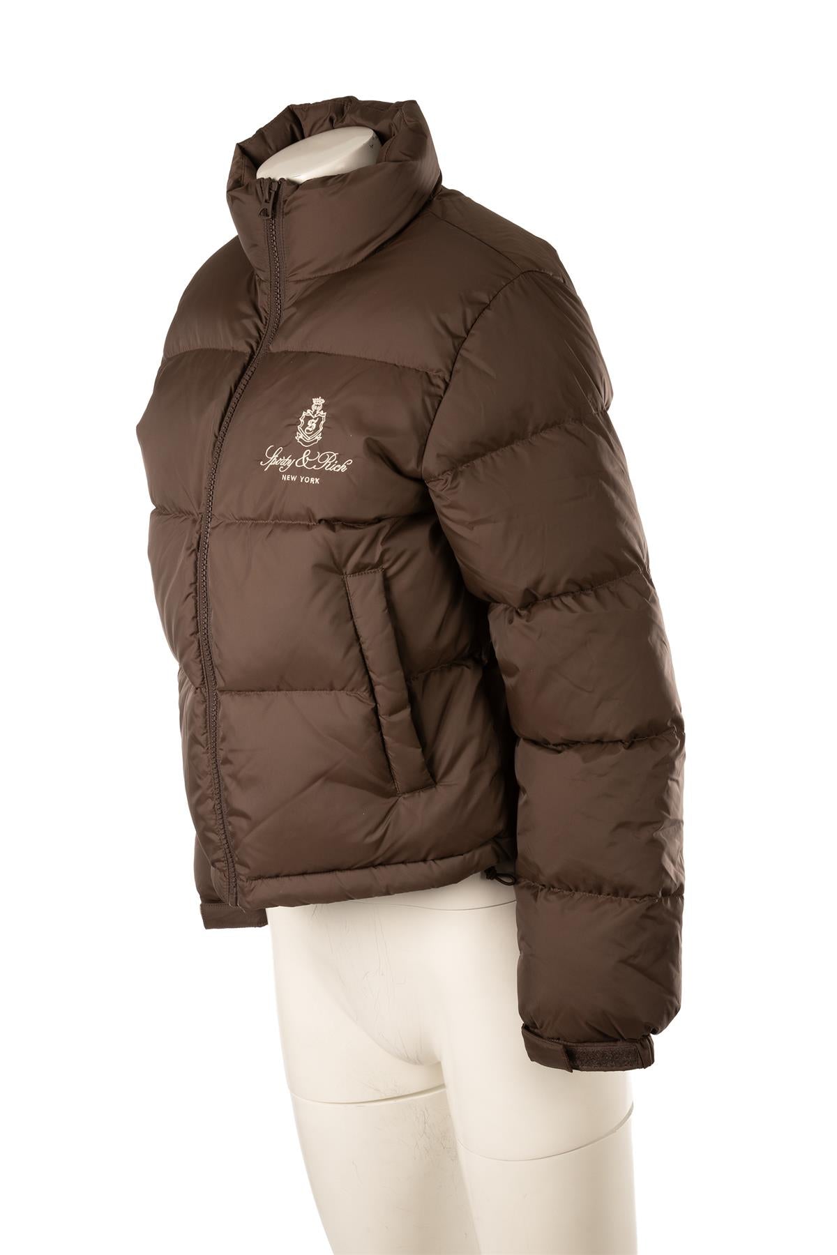 SPORTY & RICH BROWN PADDED DOWN JACKET SMALL