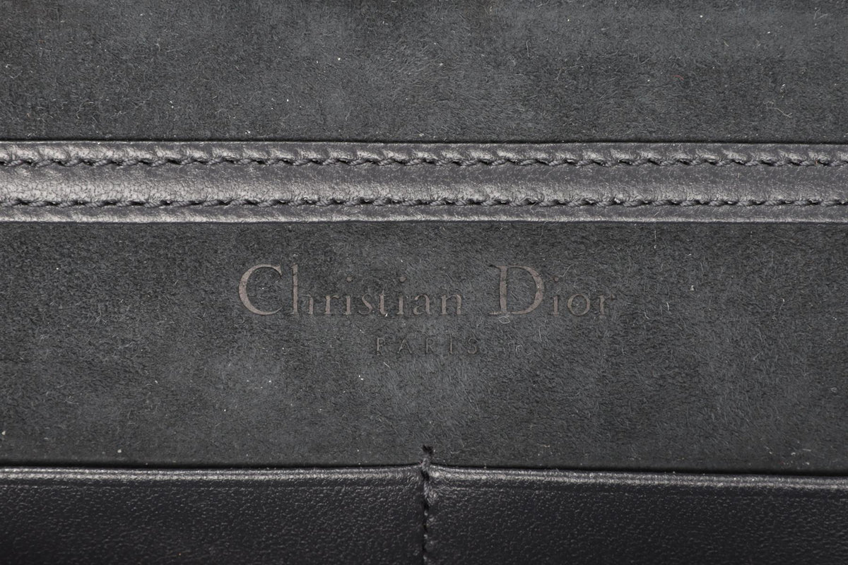 CHRISTIAN DIOR SILVER 30 MONTAIGNE 2 IN 1 MICRO CANNAGE LEATHER BAG
