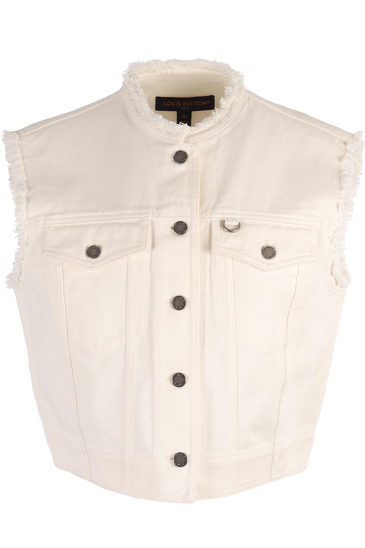 LOUIS VUITTON WHITE DENIM GILET FR 40 UK 12