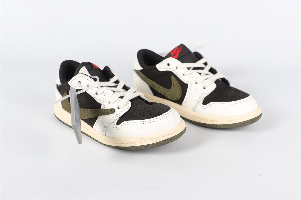 NIKE + TRAVIS SCOTT BLACK KIDS AIR JORDAN 1 LOW OLIVE SNEAKERS EU 26 UK 8.5 US 9