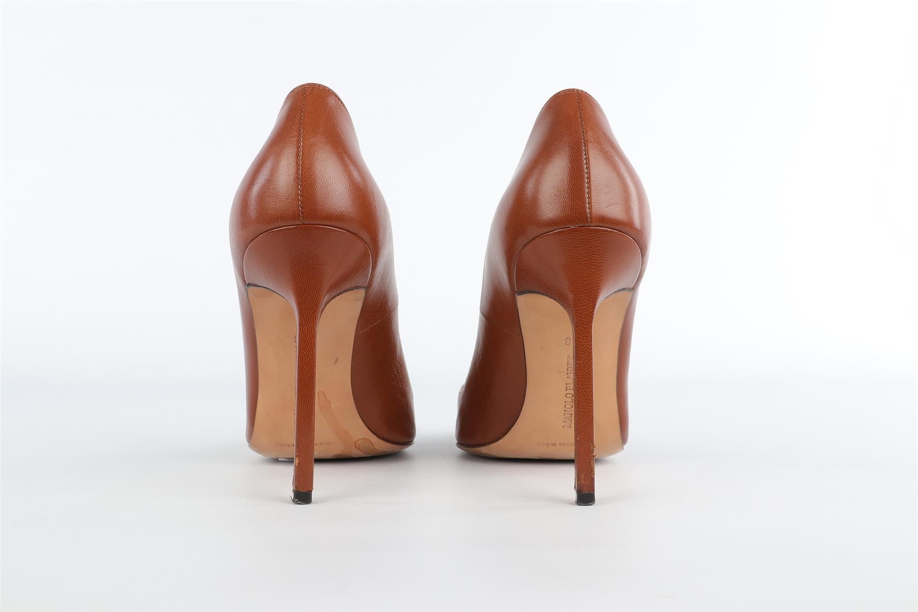 MANOLO BLAHNIK BROWN LEATHER PUMPS EU 38 UK 5 US 8
