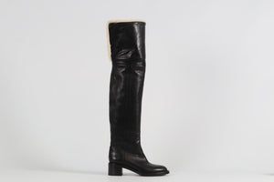 CELINE SHEARLING AND LEATHER OVER THE KNEE BOOTS EU 38.5 UK 5.5 US 8.5