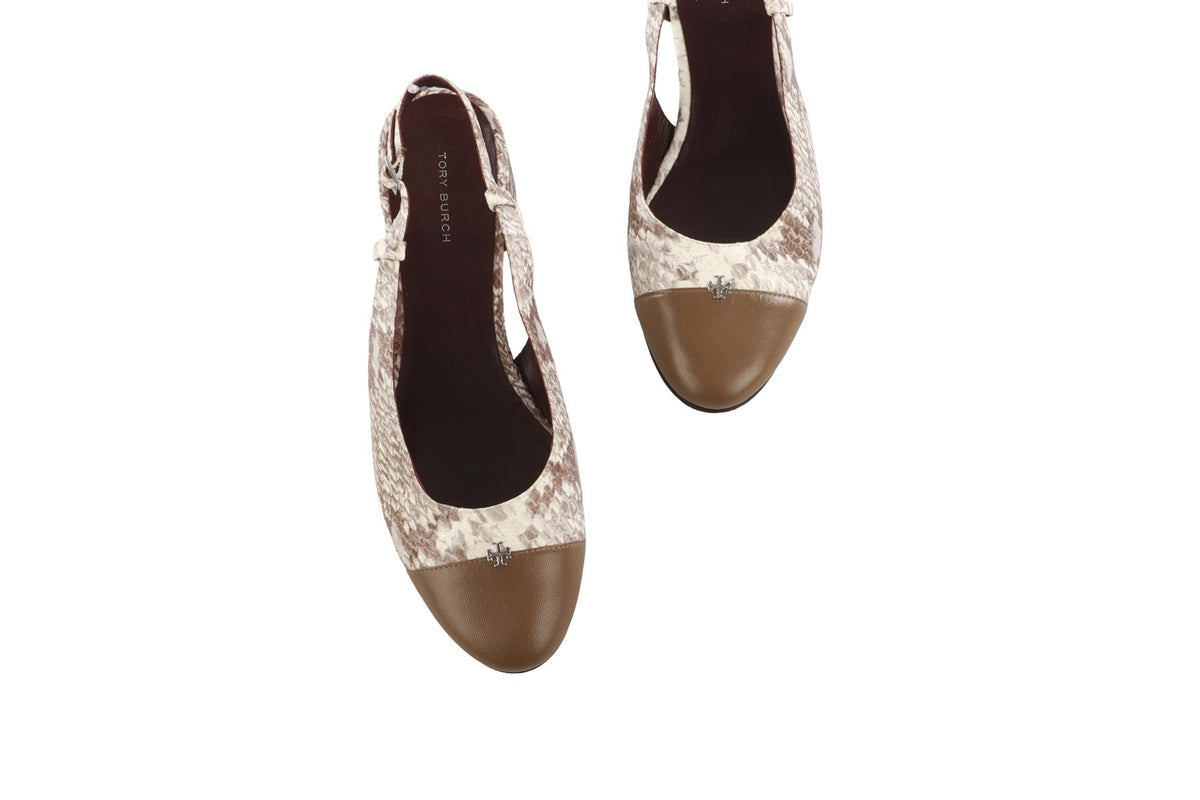 TORY BURCH TAUPE LEATHER SLINGBACK PUMPS EU 39 UK 6 US 9