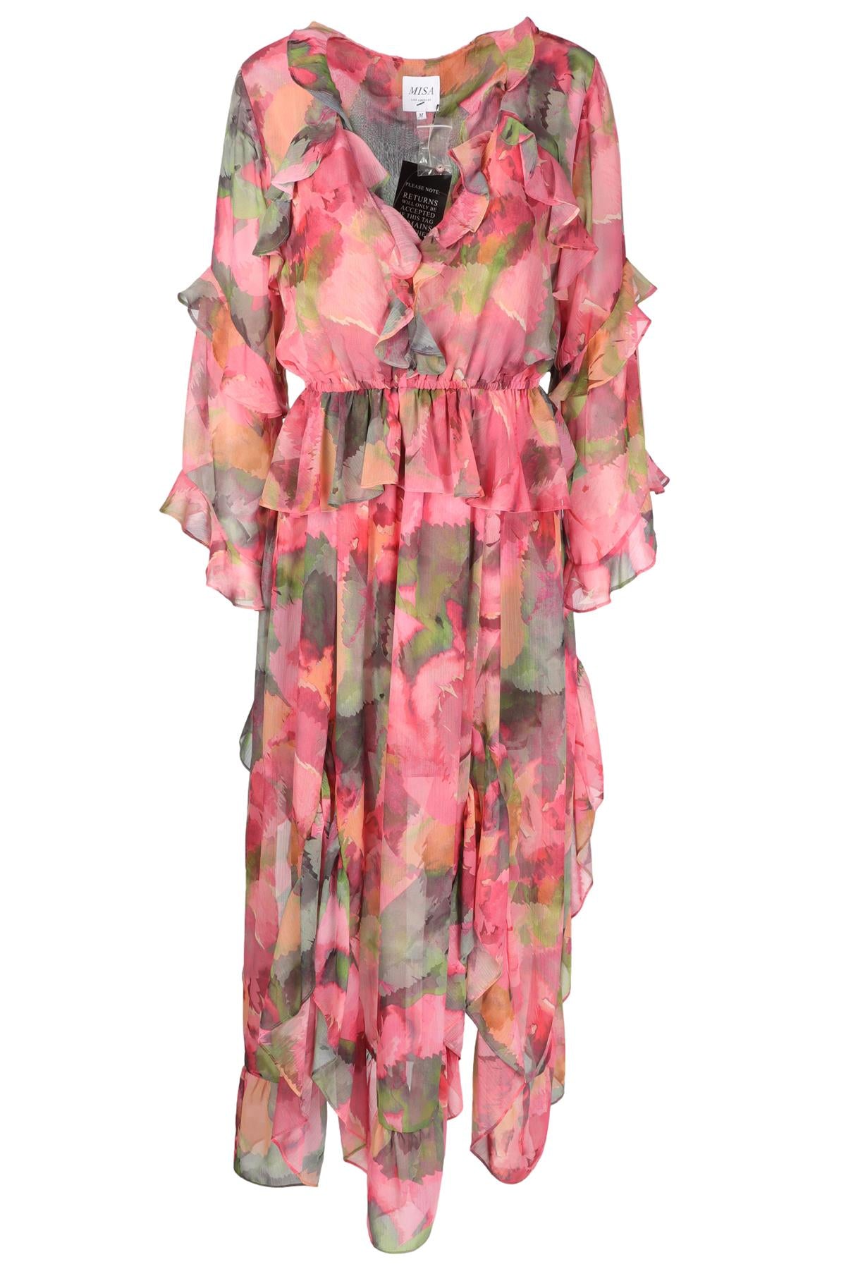 MISA LOS ANGELES PINK CHIFFON MAXI DRESS MEDIUM