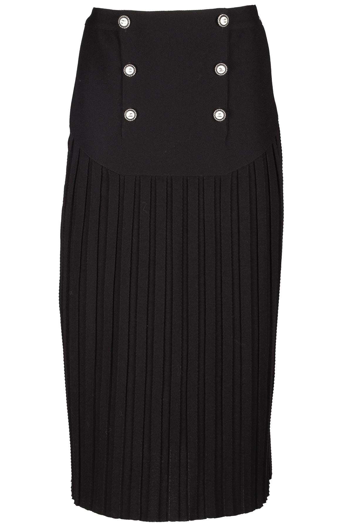 CHANEL BLACK 2021 WOOL MIDI SKIRT FR 38 UK 10