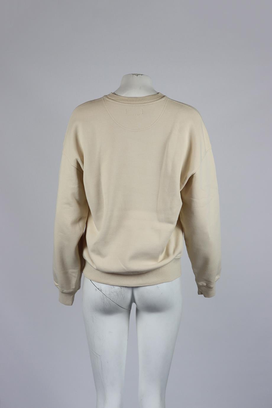 ANINE BING EMBROIDERED COTTON JERSEY SWEATSHIRT SMALL