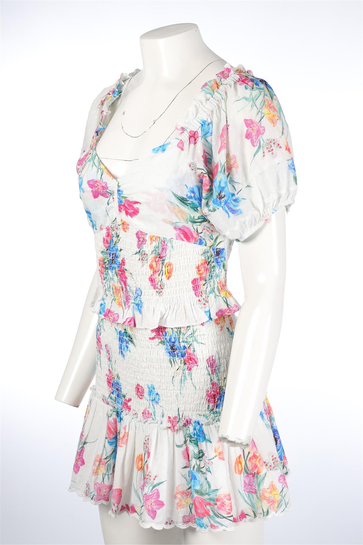 LOVESHACKFANCY MULTI COTTON MINI DRESS MEDIUM