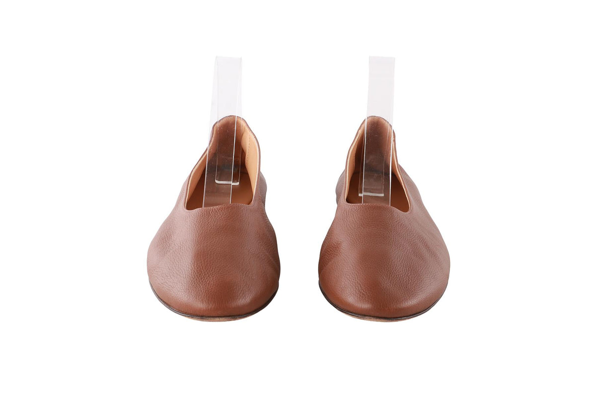 THE ROW BROWN LEATHER BALLET FLATS EU 39 UK 6 US 9