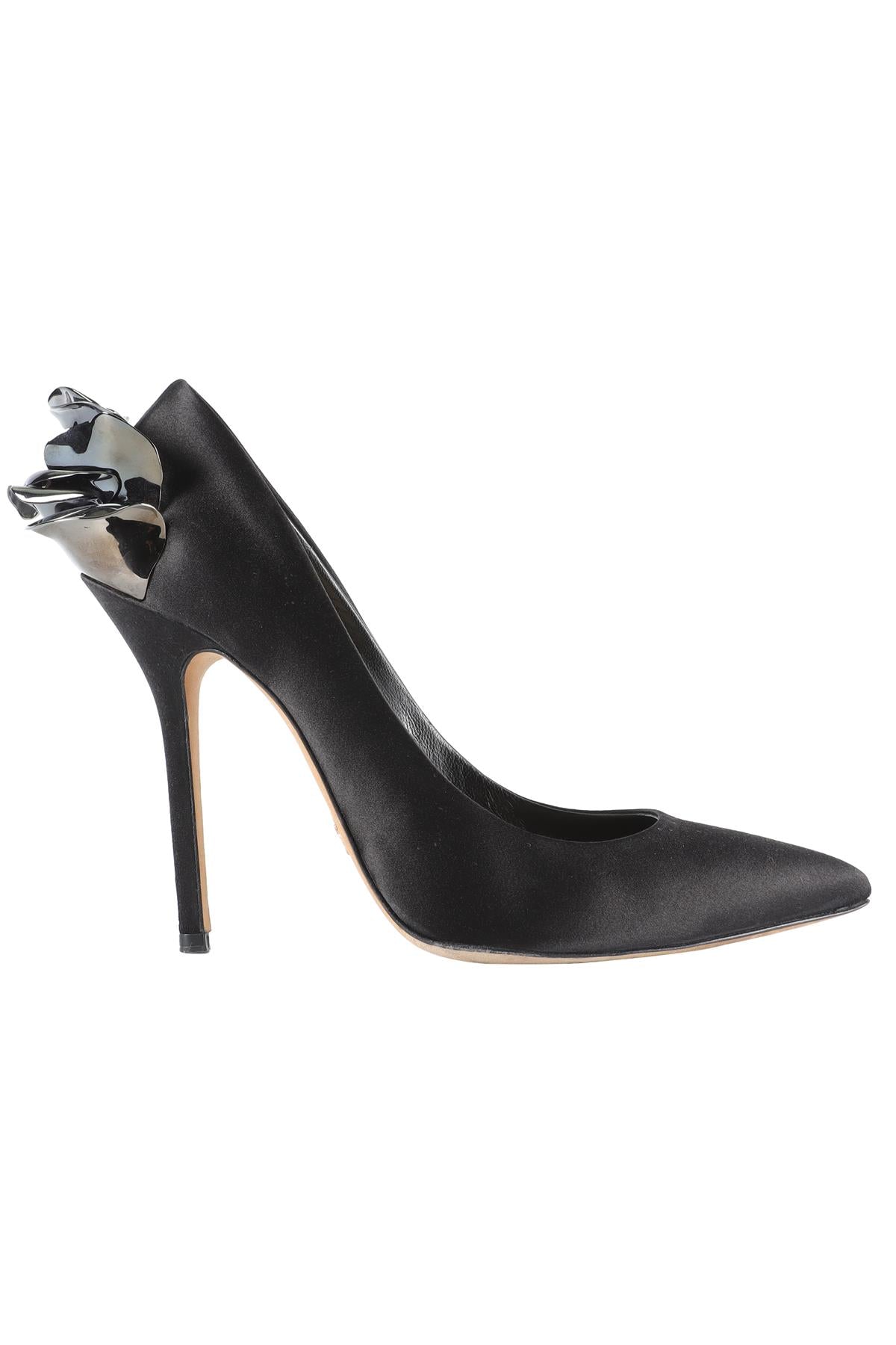 RALPH & RUSSO BLACK SATIN PUMPS EU 38.5, UK 5.5, US 8.5
