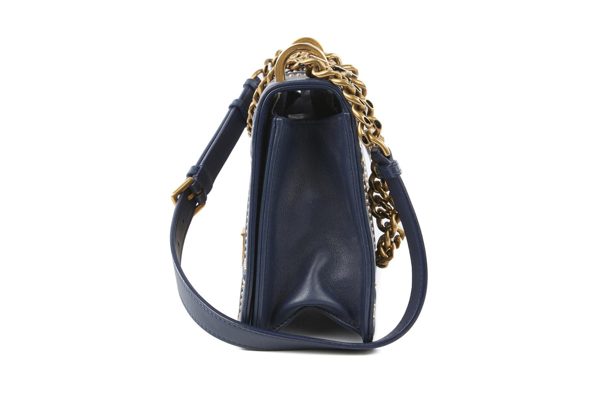 CHRISTIAN DIOR NAVY DIORAMA MEDIUM LEATHER SHOULDER BAG