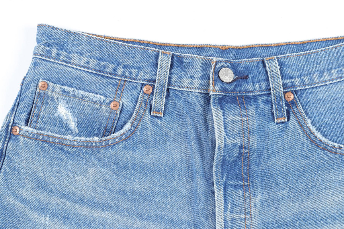 LEVI'S BLUE HIGH RISE DENIM SHORTS W30 UK 12