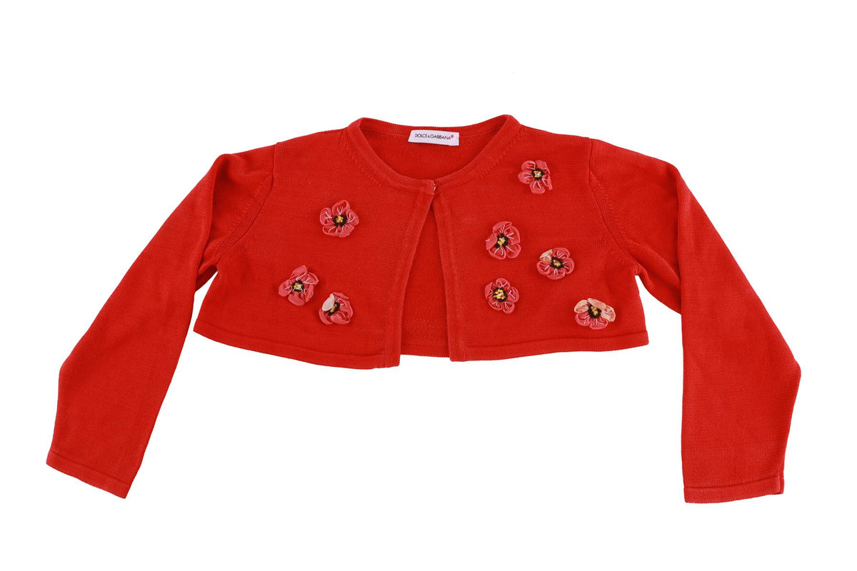 DOLCE & GABBANA RED BABY GIRLS CARDIGAN 18-24 MONTHS