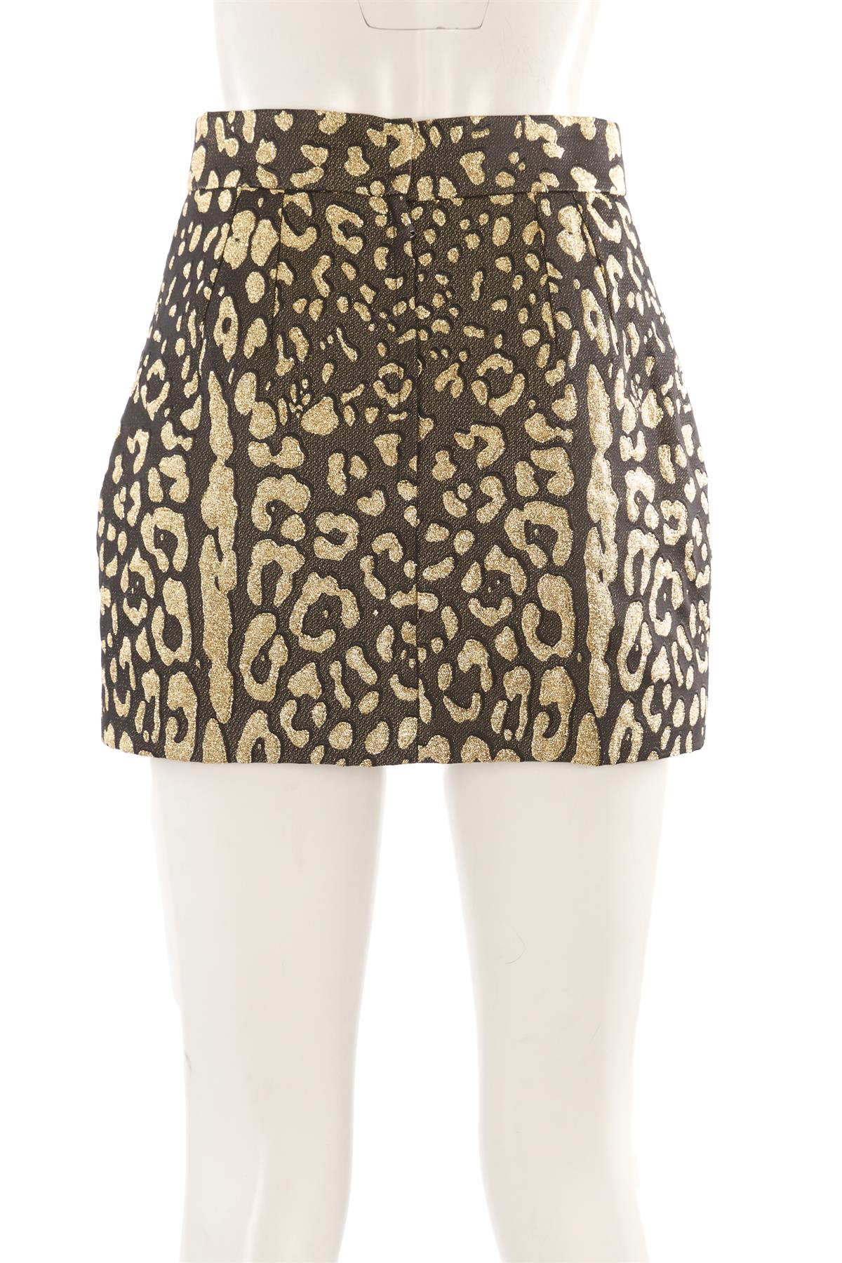 DOLCE & GABBANA GOLD COTTON MINI SKIRT IT 44 UK 12