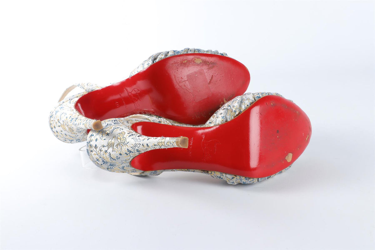 CHRISTIAN LOUBOUTIN BLUE JACQUARD SANDALS EU 40 UK 7 US 10