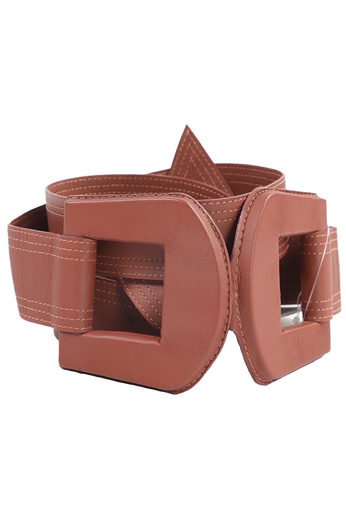 JOHANNA ORTIZ BROWN LEATHER WAIST BELT US 4 UK 8