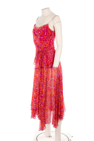 DIANE VON FURSTENBERG MULTI SILK MAXI DRESS US 4