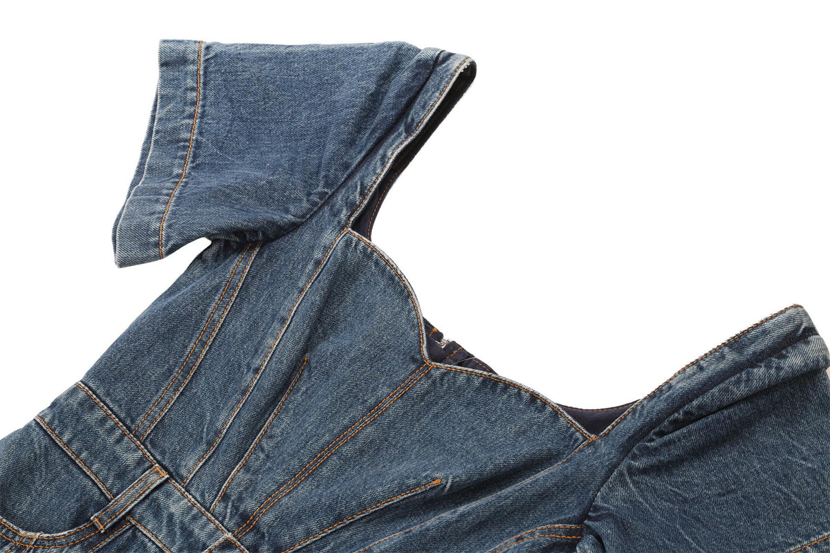 ALEXANDER MCQUEEN BLUE DENIM MINI DRESS IT 36 UK 4