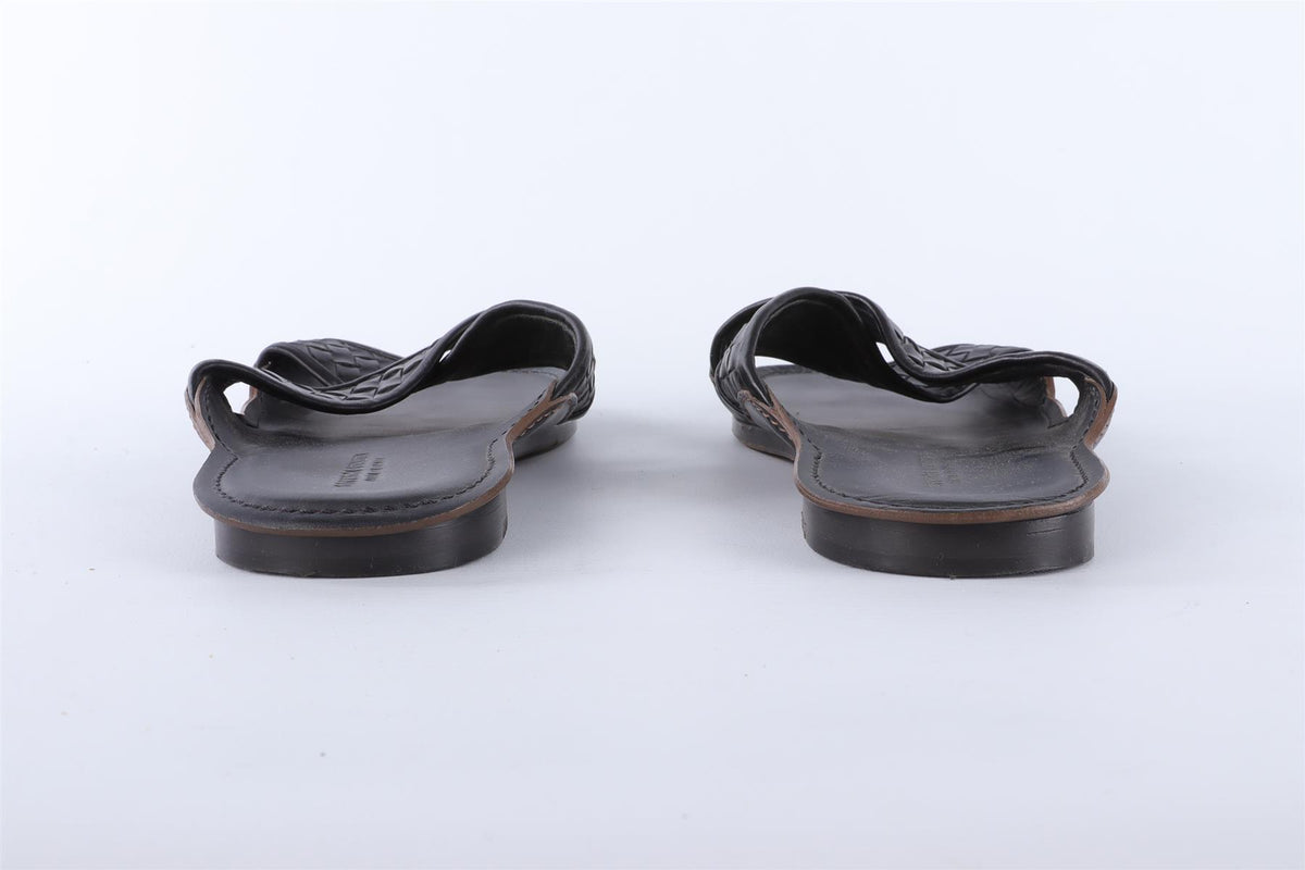 BOTTEGA VENETA BLACK MEN'S INTRECCIATO LEATHER SANDALS EU 42 UK 8 S 9