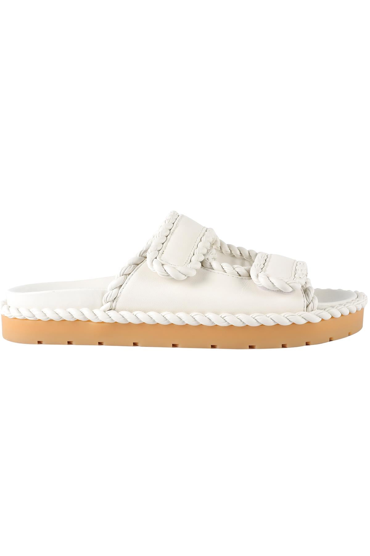 BOTTEGA VENETA WHITE JACK LEATHER SLIDES EU 38 UK 5 US 8