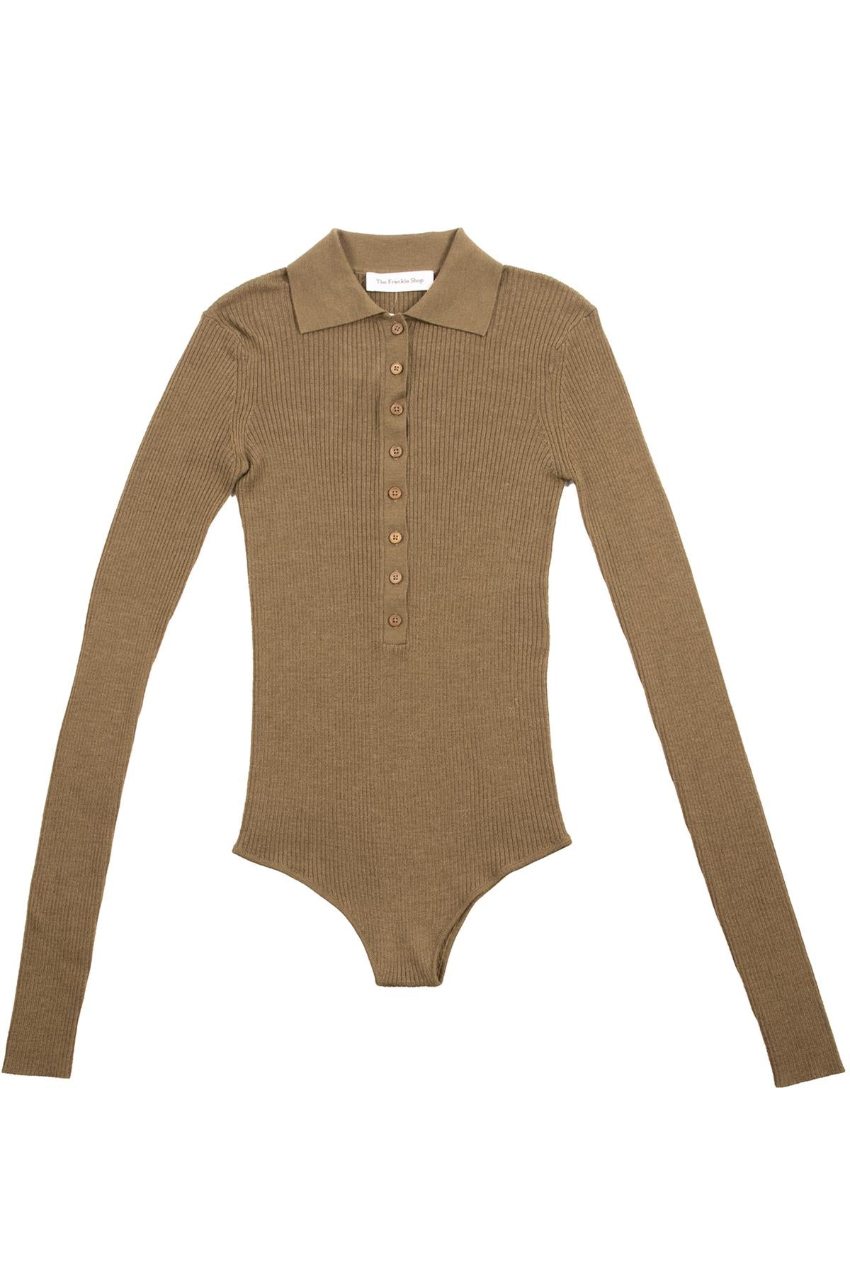 THE FRANKIE SHOP GREEN WOOL BODYSUIT SMALL
