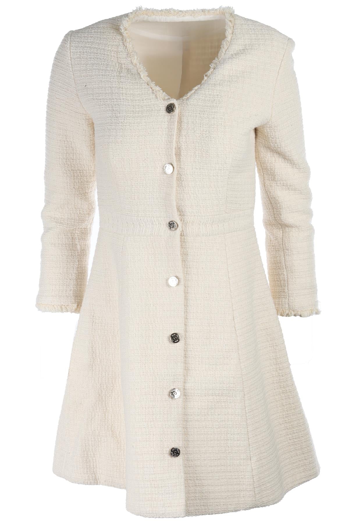 MAJE CREAM TWEED MINI DRESS SMALL
