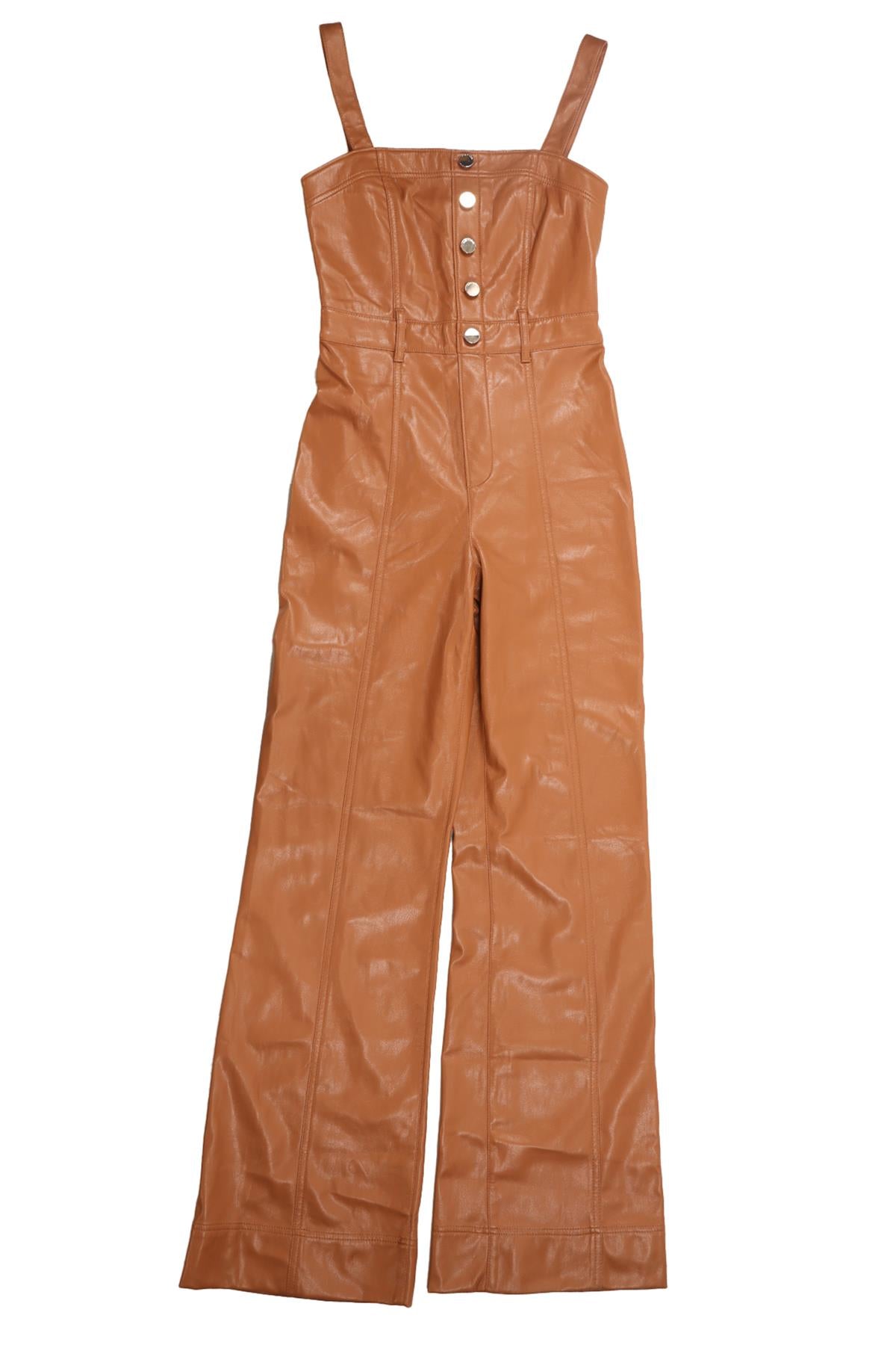 ALICE + OLIVIA TAN FAUX LEATHER JUMPSUIT US 4 UK 8