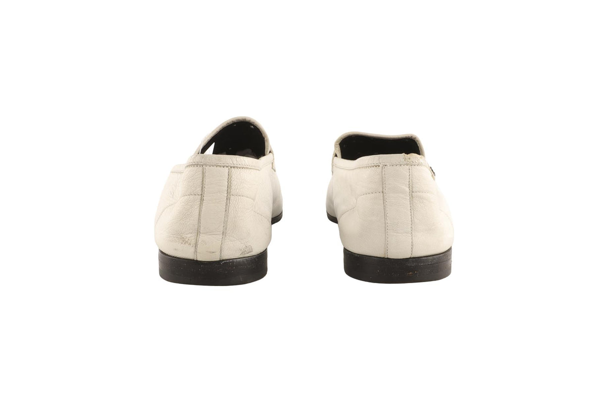 GUCCI WHITE MEN'S LEATHER LOAFERS EU 42 UK 8 US 9