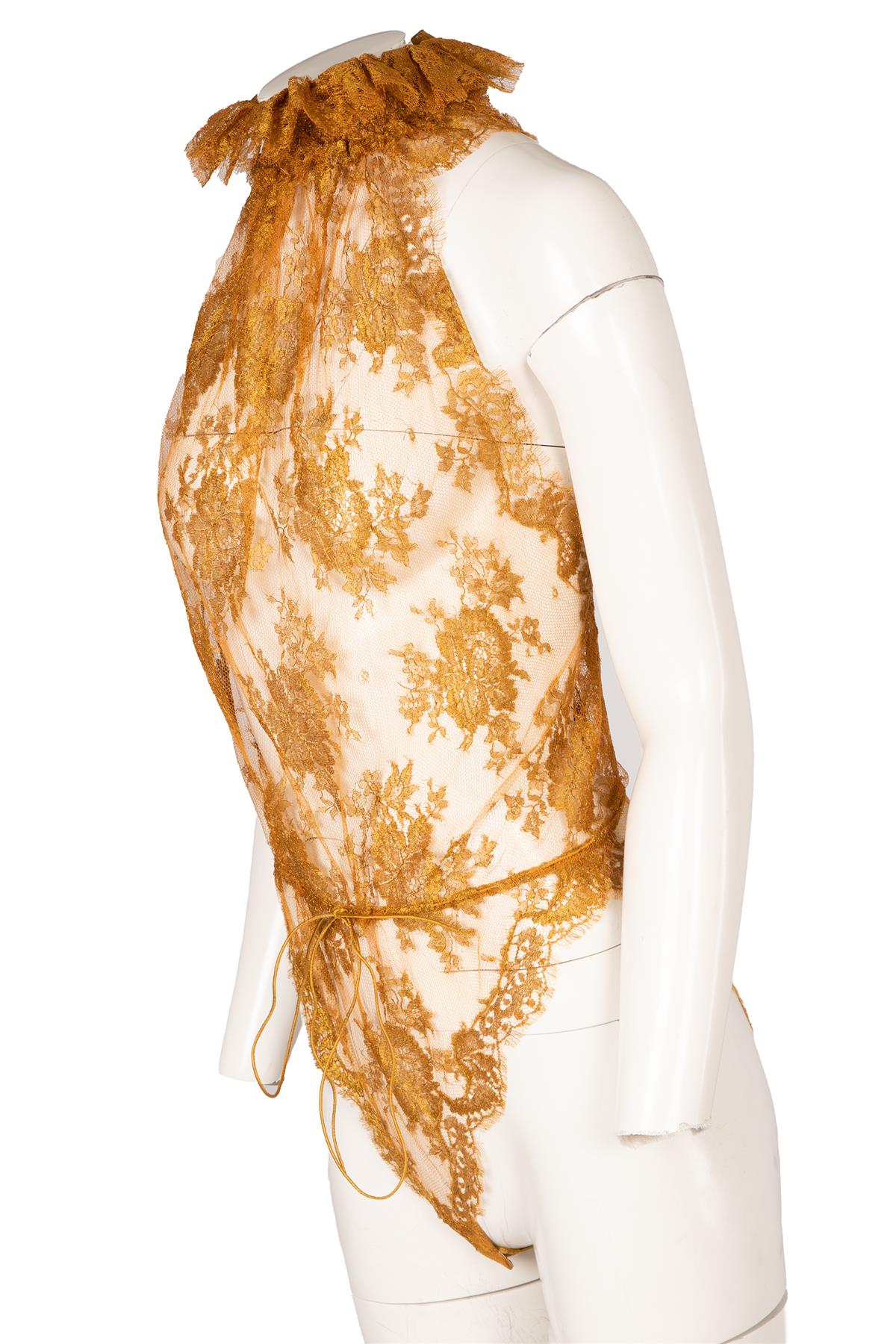 SAINT LAURENT YELLOW LACE BODYSUIT FR 36