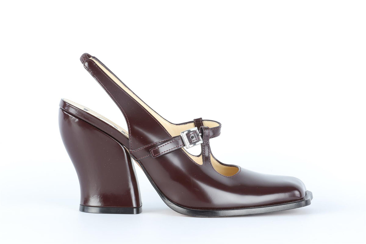 LOEWE BURGUNDY ONDA LEATHER PUMPS EU 39 UK 6 US 9