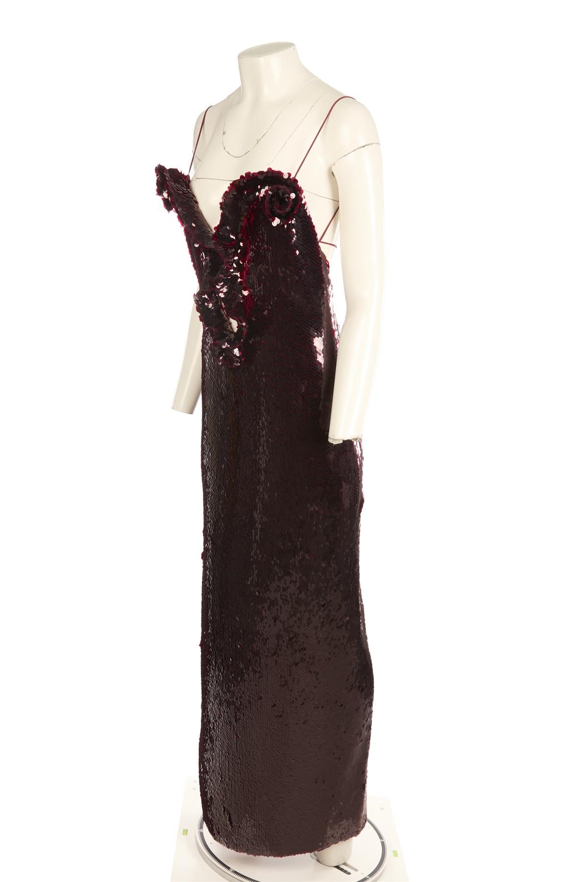 MAGDA BUTRYM BURGUNDY SEQUIN MAXI DRESS FR 36 UK 8